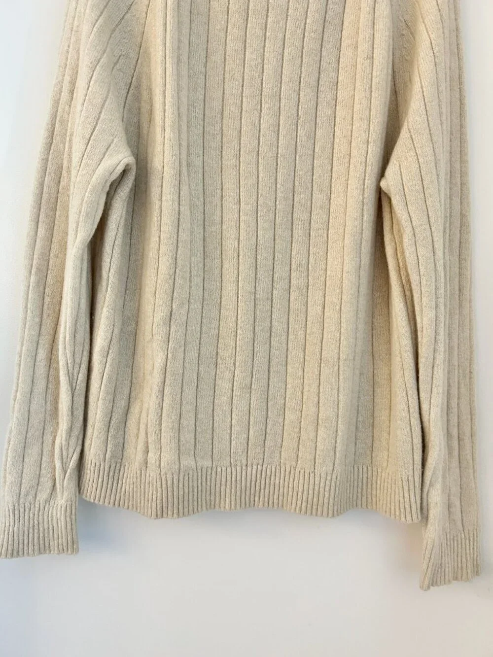 Banana Republic Men's Italian Wool-Blend Crew-Neck Sweater in Cream Size XL Tall